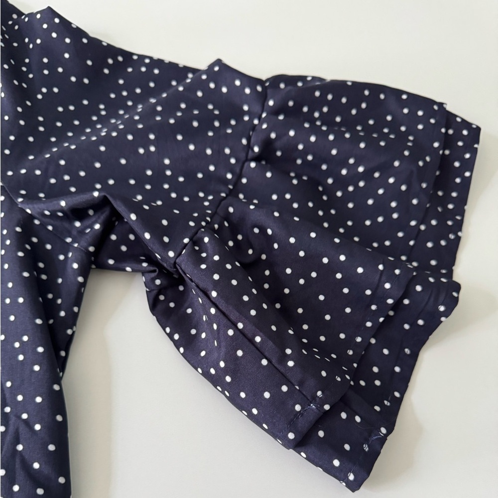 Belongsci Navy Polka Dot V-Neck Dress - Picture 7 of 10